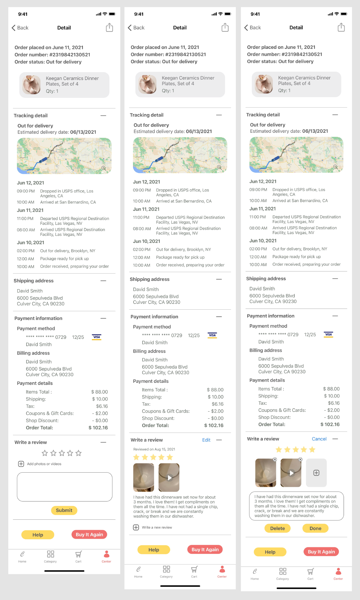 Choice expanded order tracking, shipping, payment, and review states